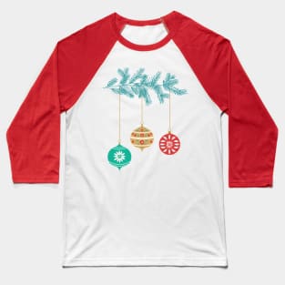 Retro Christmas Ornament Branch Baseball T-Shirt